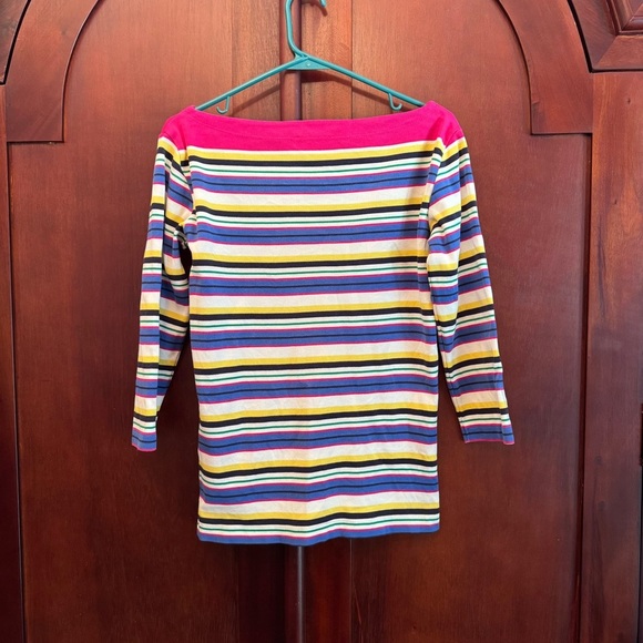Ralph Lauren Striped Multicolor Women's Boat Neck Top Size Large - Picture 5 of 7